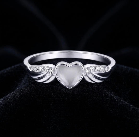 925 Sterling Solid Silver 6x6mm Heart Blank Bezel Ring, Good for Crushed Opal, Inlay, Resin & Ashes Work, Keepsake Memorial DIY Ring Crafts