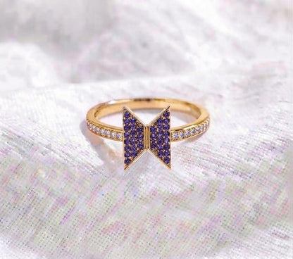 Solid 925 sterling silver BTS LOGO ring Purple zircon setted For BTS army inspired By Bangtan kpop fan merch, gift for her, birthday gifts