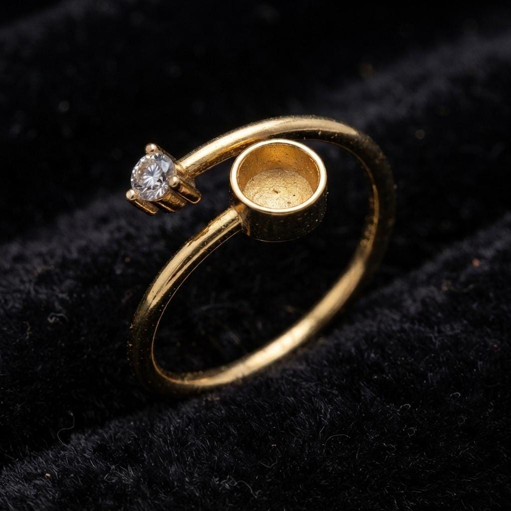 925 Sterling Silver, 5mm Round Blank Bezel, CZ Setted Adjustable Band Ring Settings, Good for Resin & Ashes, Keepsake/Breastmilk DIY Crafts
