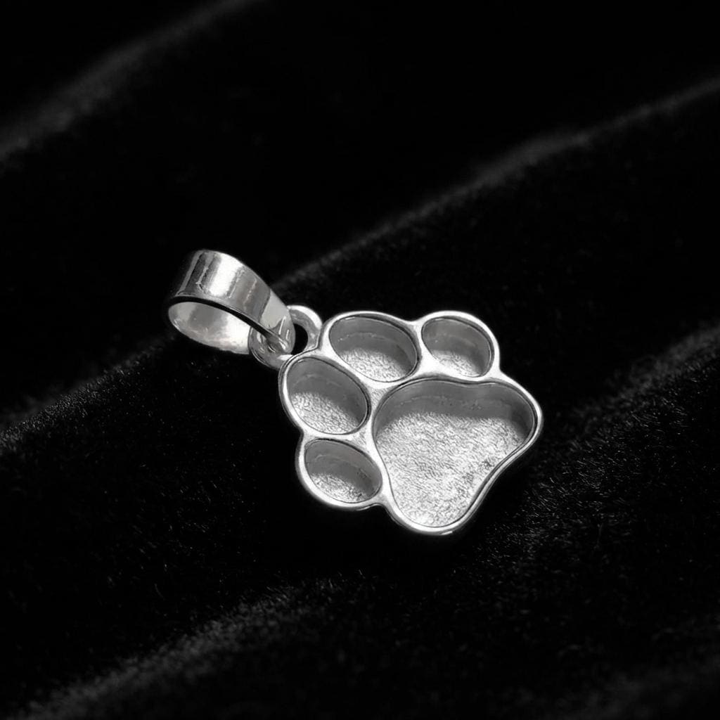 925 Sterling Solid Silver 16mm Dog Paw Print Blank Bezel Pendant Setting, Good for Resin & Ashes Work, Keepsake/Breastmilk DIY, Animal Lover