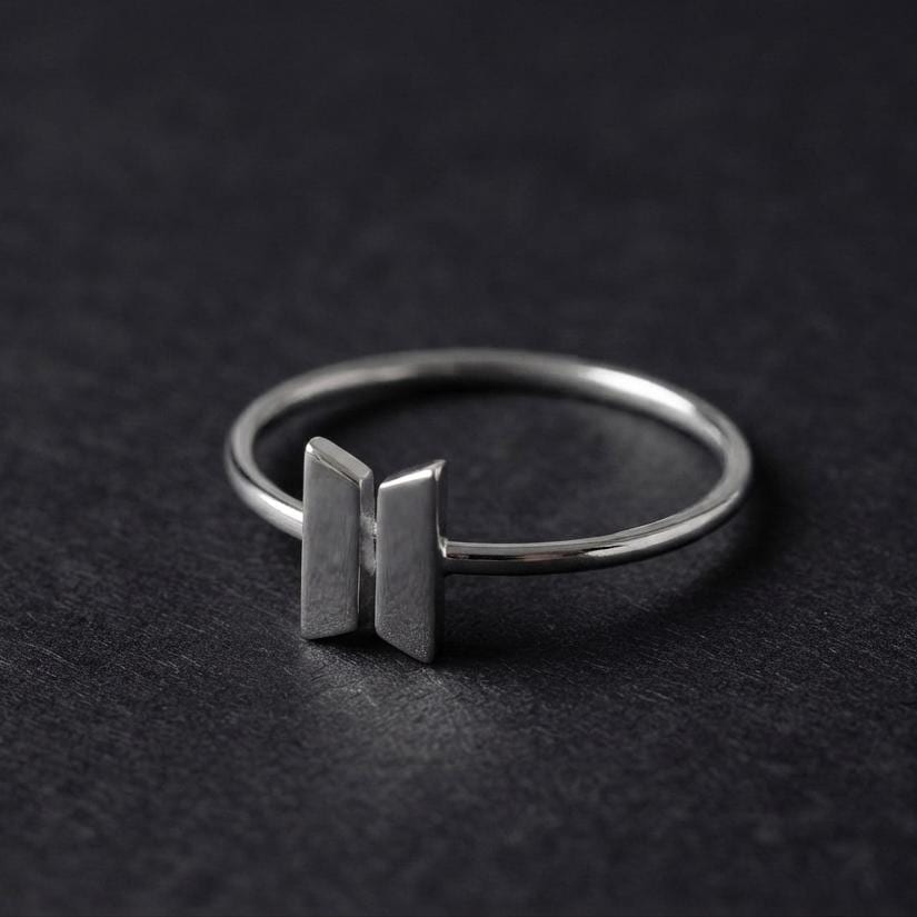 BTS Logo Ring, Kpop Fan Ring, BTS Army Jewelry, Korean Music, Minimalist Silver Ring, BTS Inspired, for Army kpop fan merch, gifts for her