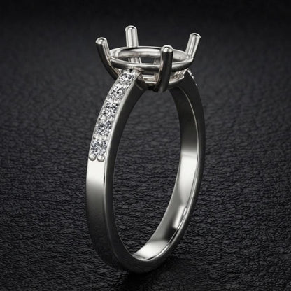 Solid 925 sterling silver 8x10mm Blank Oval Pre Notched Prong setting ring for Gemstone Setting Semi Mount Ring No Gemstone Ring
