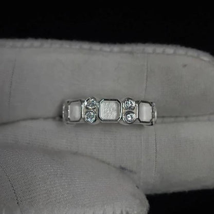 925 Sterling Solid Silver 5x5mm Octagon Blank Bezel with Round CZ Setted Eternity Ring, Good for Resin & Ashes Work, Breastmilk/Keepsake DIY