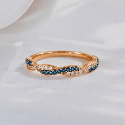 Custom Sterling Silver Wave Birthstone Ring, Personalized Mother Daughter Jewelry, Dainty Mom Jewelry, Christmas gift, Birthday gift