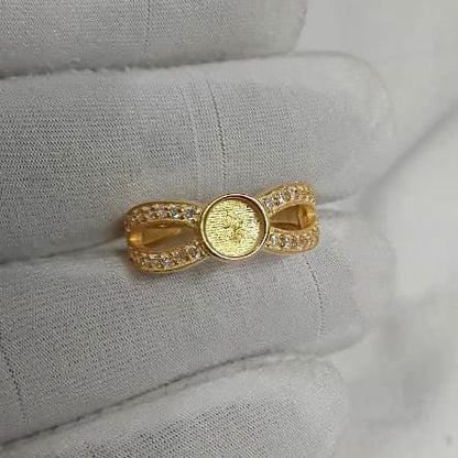 925 Sterling Solid Silver 6mm Round Blank Bezel with CZ Setted on Band Ring, Good for Resin & Ashes Breastmilk DIY Work, Keepsake Jewellery